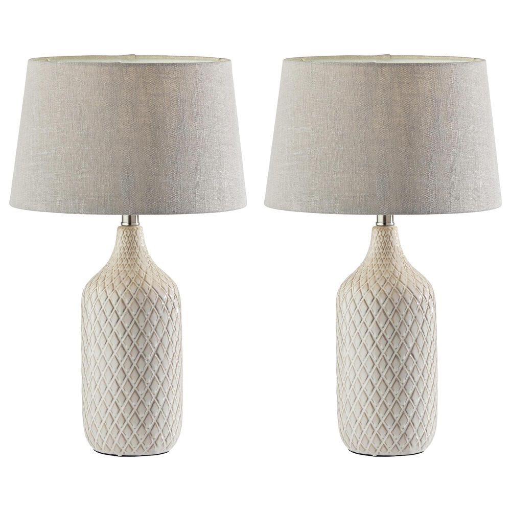 Adesso Kathryn Table Lamp in Off-White, Grey and Natural (Set of 2), , large