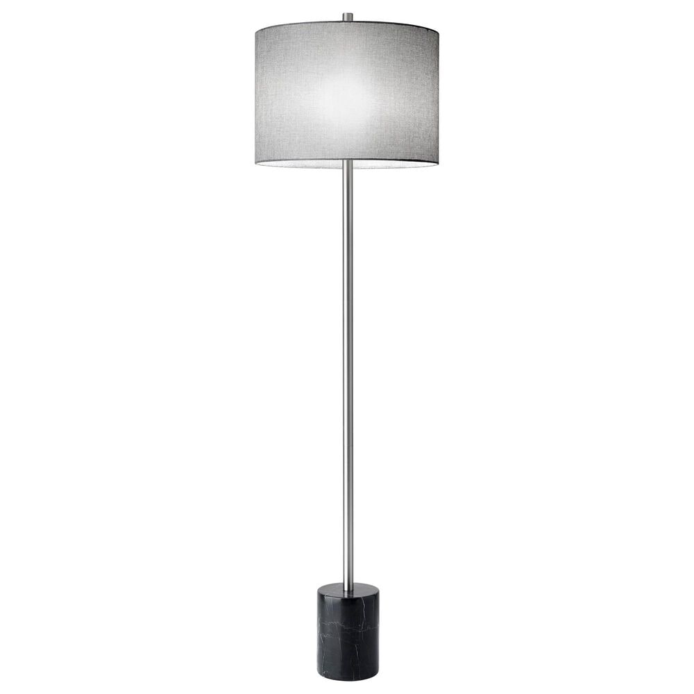 Adesso Blythe Floor Lamp in Brushed Steel with Black Base, , large