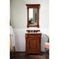 James Martin Vanities Brookfield 26" Single Bathroom Vanity in Warm Cherry with 3 cm Carrara White Marble Top and Rectangle Sink, , large