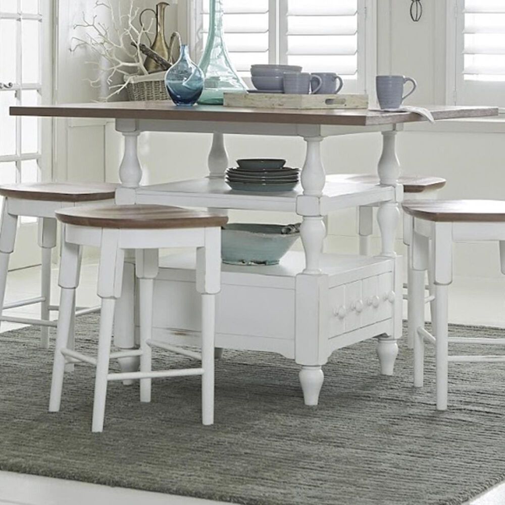 Tiddal Home Shutters Counter Table in Light Oak and Distressed White - Table Only, , large
