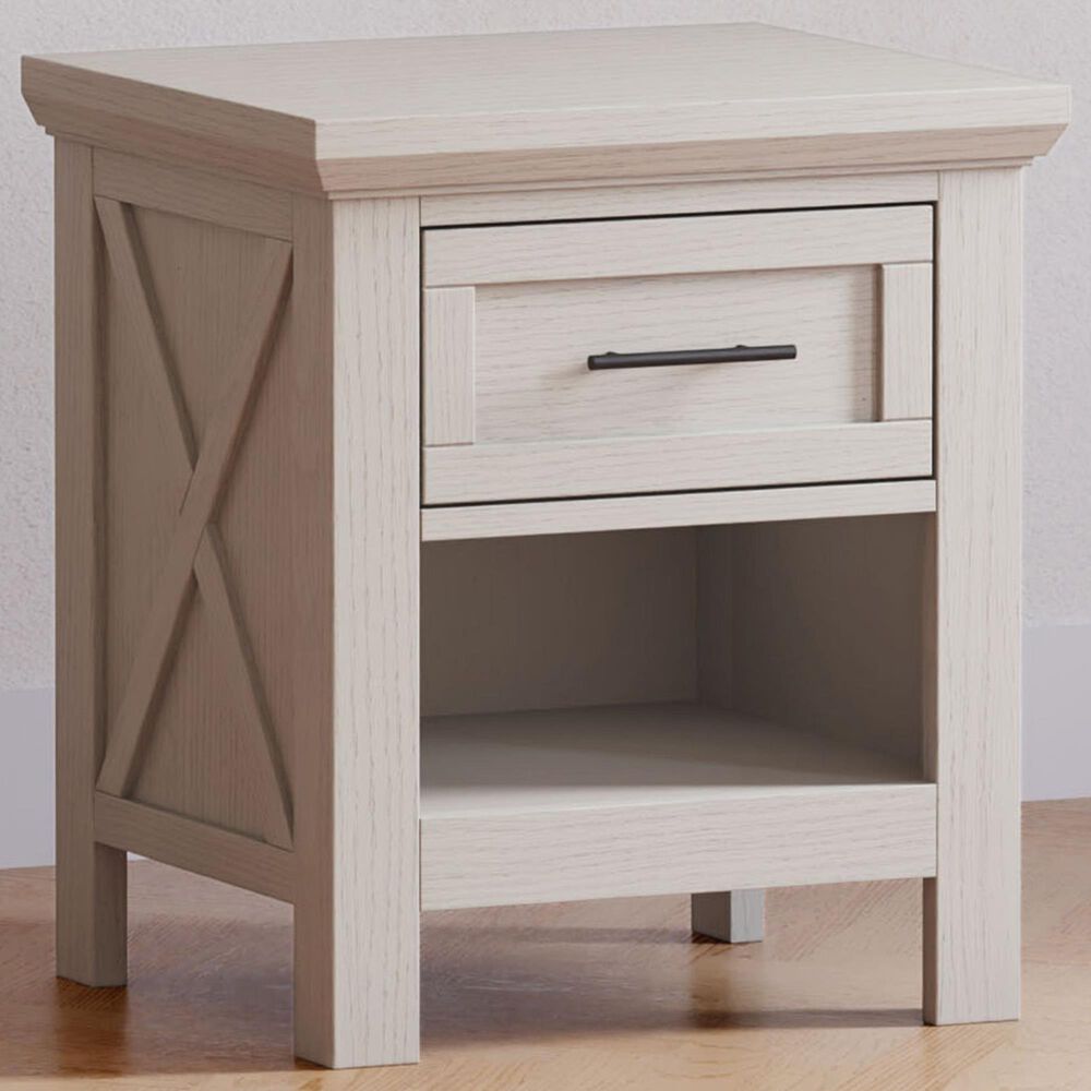 DaVinci Emory Farmhouse 1-Drawer Nightstand in White Driftwood, , large