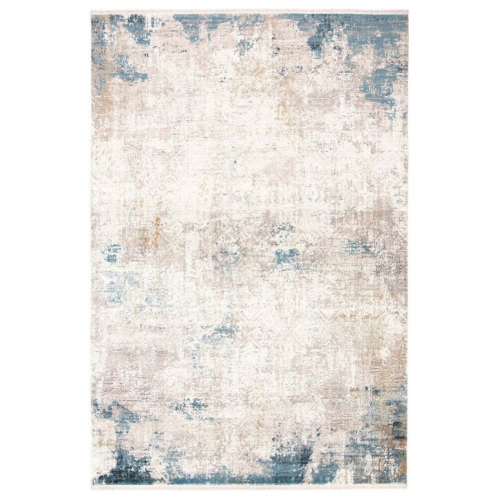 Feizy Cadiz 13" x 20" Ivory and Blue Area Rug, , large