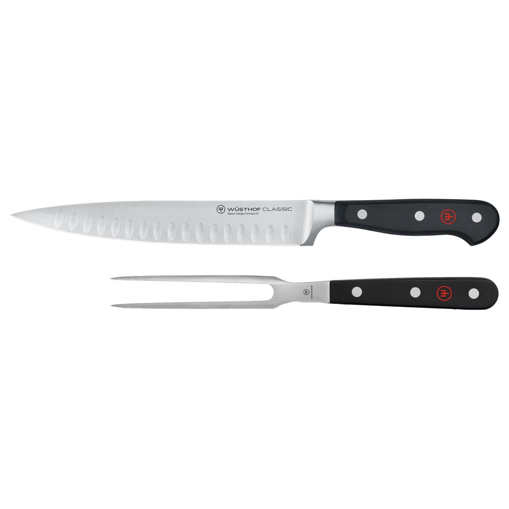 Wusthof Classic 2-Piece Hollow Edge Carving Set in Stainless Steel and Black, , large
