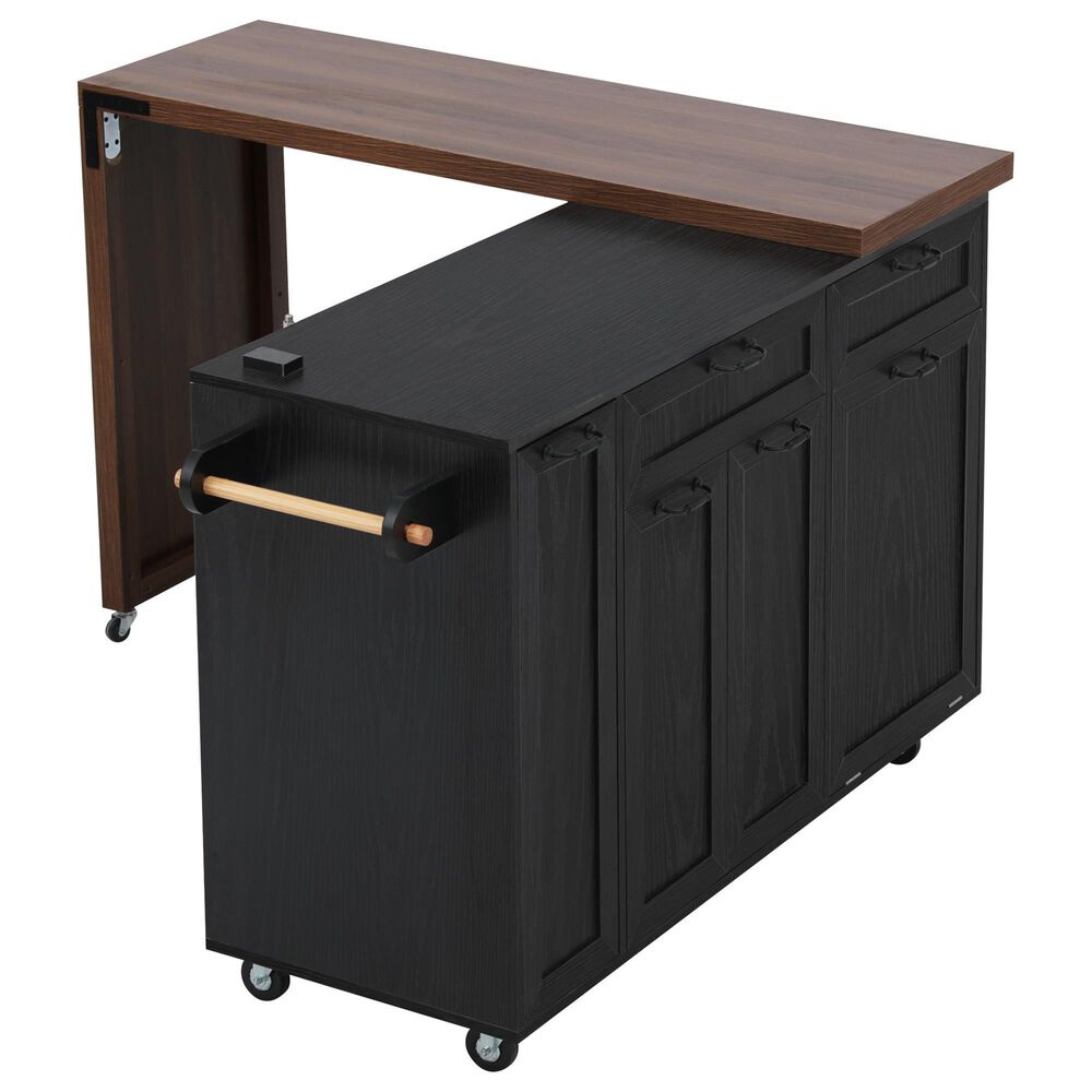 HOMLUX 102" Kitchen Island with Extendable Dining Table in Black, , large