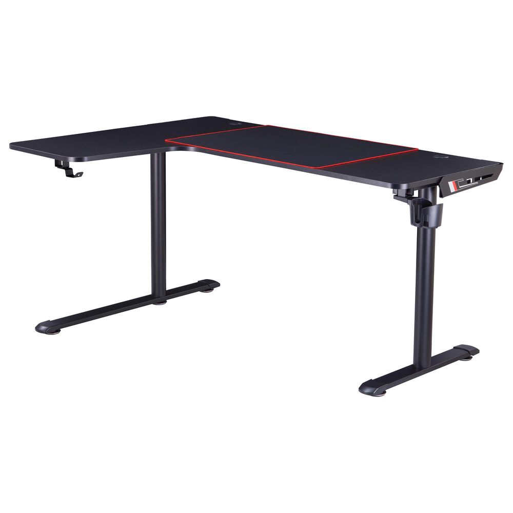 Furniture of America Whitfield Gaming Desk with USB in Black, , large