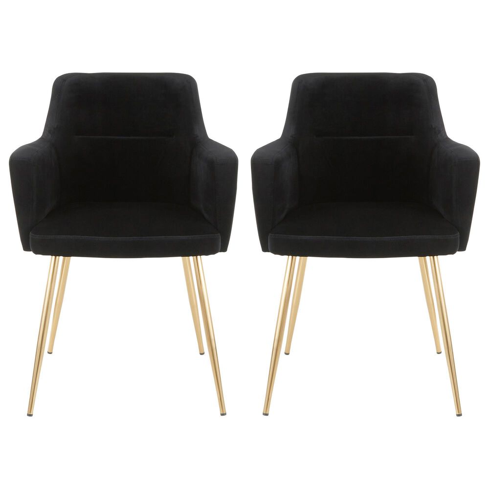 Lumisource Andrew Dining Chair in Black/Gold &#40;Set of 2&#41;, , large