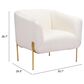 Zuo Modern Micaela Arm Chair in Ivory and Gold, , large
