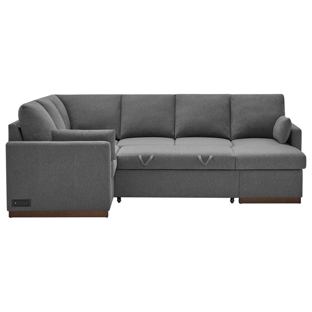 Lifestyle Solutions Edgewood Stationary Convertible Sleeper Sectional in Charcoal, , large