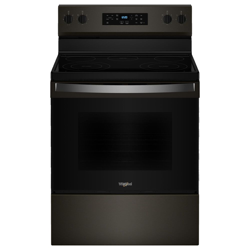 Whirlpool 5.3 Cu. Ft. Electric Range with Steam Clean in Black Stainless Steel, , large
