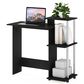 HOMLUX 40" Computer Desk with Open Side Shelves in Americano and Stainless Steel, , large