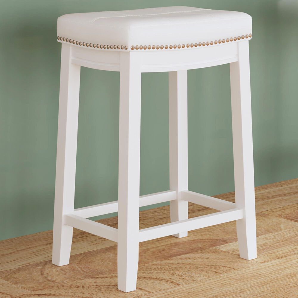 Linon Home Decor Claridge Counter Stool in White, , large
