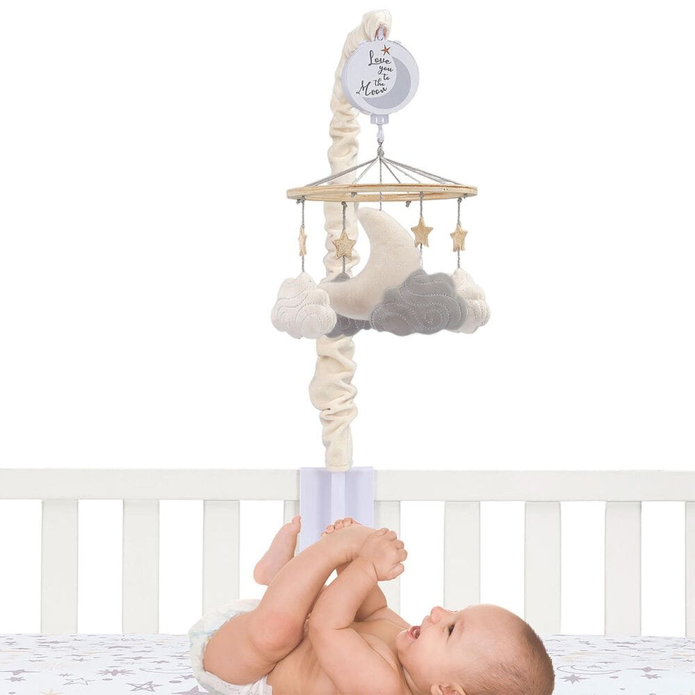 Lambs and Ivy Goodnight Moon Musical Baby Crib Mobile Soother Toy in White, Gray and Copper, , large