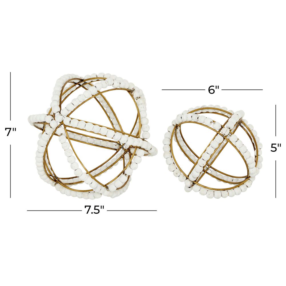 Maple and Jade Geometric Sculpture in White and Gold &#40;Set of 2&#41;, , large