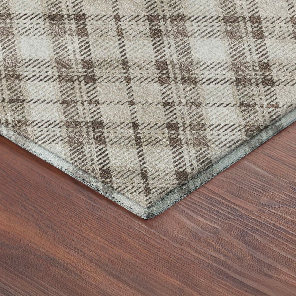 Dalyn Rug Company Soft Essentials Plaid Beige 8' Round Indoor/Outdoor Area Rug, , large