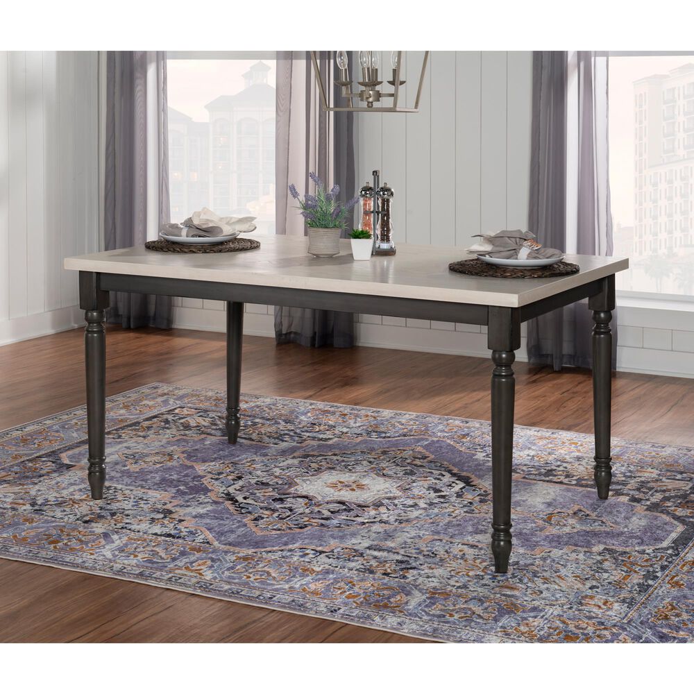 Linon Home Decor Willow Dining Table in Smokey White and Dark Grey - Table Only, , large