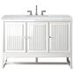 James Martin Vanities Athens 48" Single Bathroom Vanity in Glossy White with 3 cm Arctic Fall Solid Surface Top and Rectangular Sink, , large