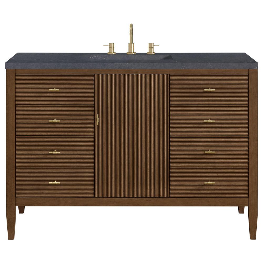 James Martin Vanities Myrrin 48&quot; Vanity in Mid-Century Walnut with 3 cm Charcoal Soapstone Quartz Top, , large