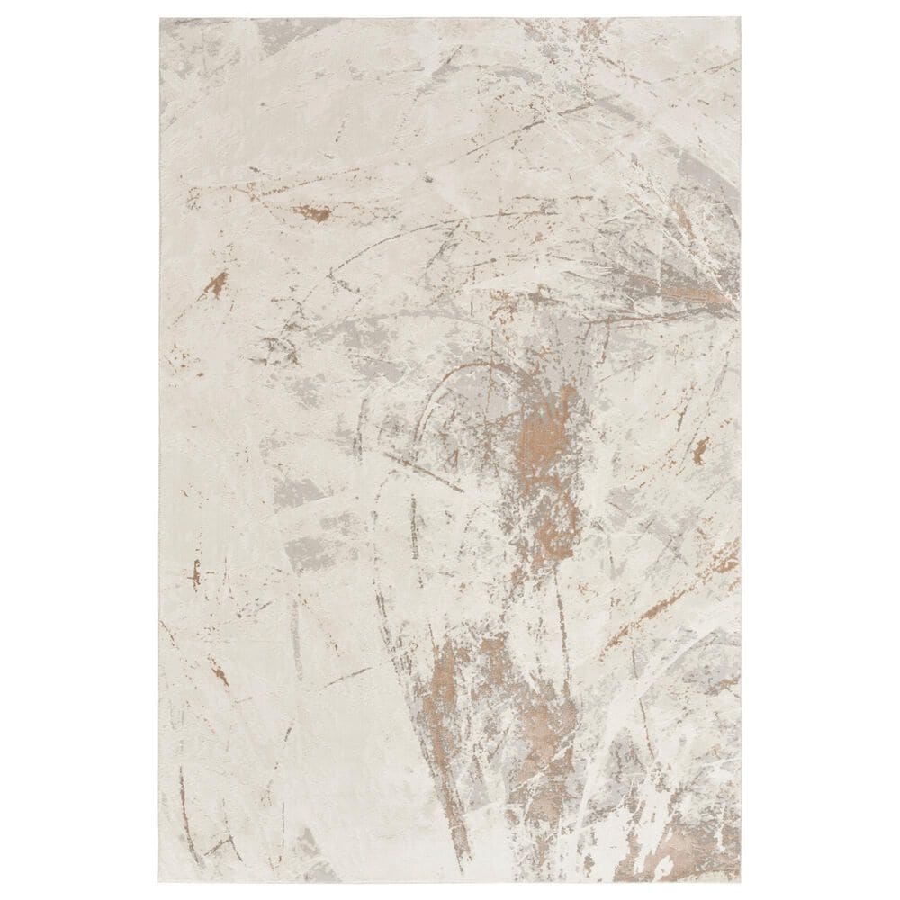 Nourison Desire Cream and Grey 6" x 9" Area Rug, , large