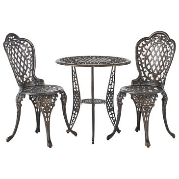 Noble House Cole 3-Piece Patio Bistro Set in Antique Bronze, , large