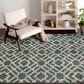 Central Oriental Terrace Tropic Newell 5" x 7" Stone and Turquoise Area Rug, , large