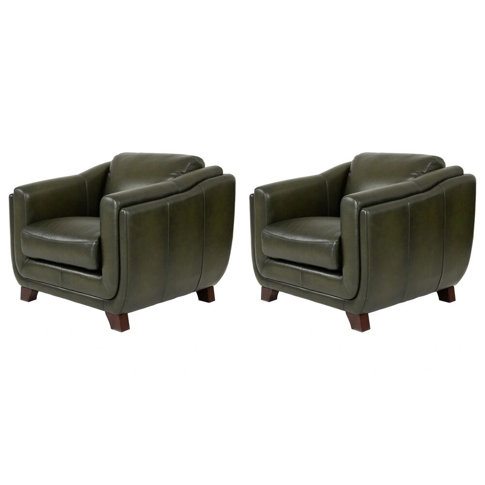 Hydeline Fremont Leather Accent Chair in Forrest (Set of 2), , large