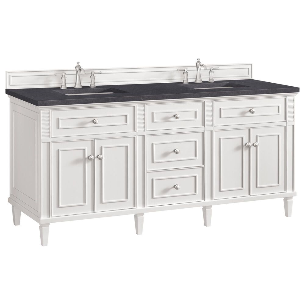 James Martin Vanities Lorelai 72" Double Vanity in Bright White with 3 cm Charcoal Soapstone Quartz Top, , large