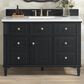 James Martin Vanities Lorelai 48" Single Vanity in Black Onyx with 3 cm White Zeus Quartz Top, , large