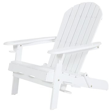 Hearth and Haven Bellwood Outdoor Foldable Adirondack Chair with Cup Holder in White, , large