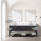 Lexora Home Norwalk 84" Double Bathroom Vanity in Brown Oak with White Carrara Marble Top and Rectangle Sink, , large