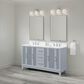 37B Fenwick 60" Double Bathroom Vanity in Soft Blue with Glossy White Composite Stone Top and Backsplash, , large