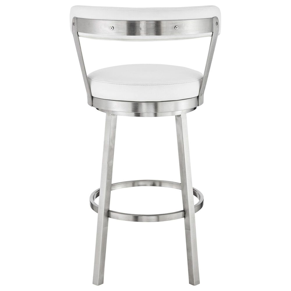 Blue River Bryant 30&quot; Swivel Barstool with White Cushion in Stainless Steel, , large