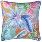 J. Queen Bold Hanalei 18" Square Throw Pillow in Aqua, Orange, Pink, and Blue, , large