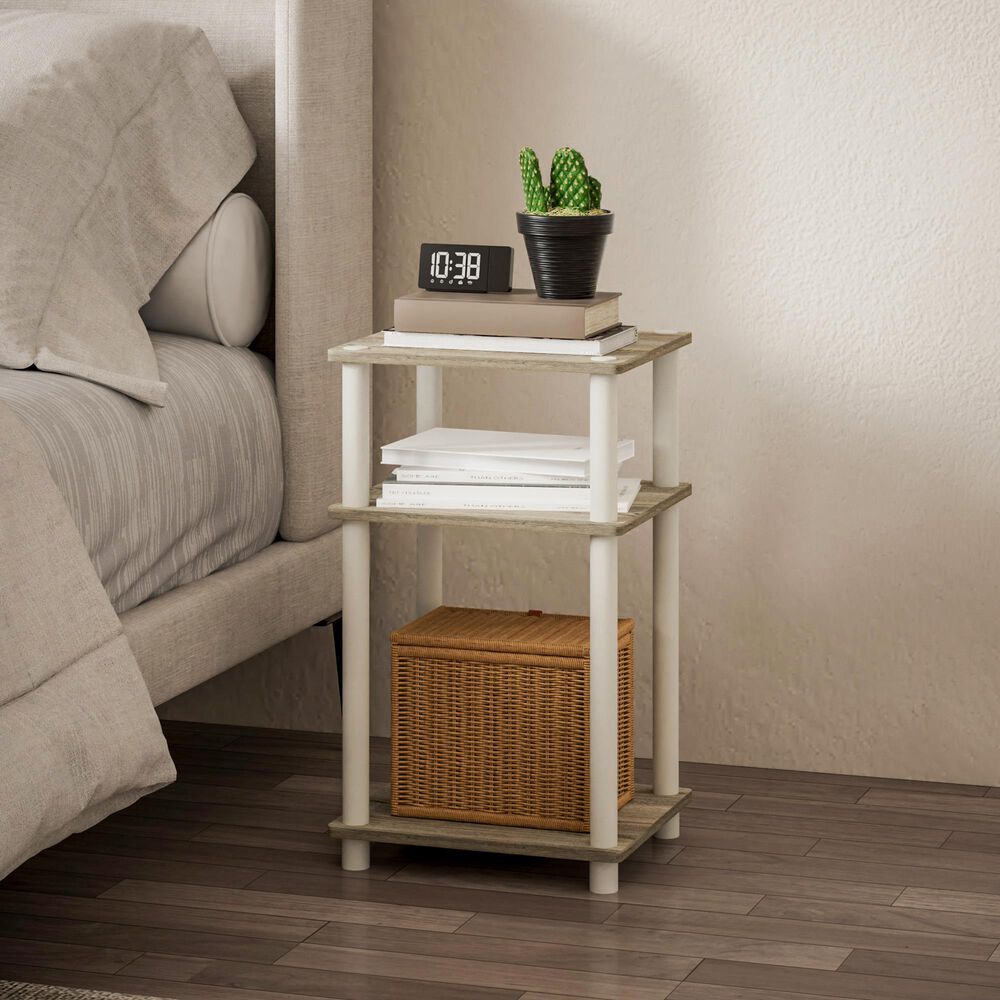 HOMLUX 3-Tier End Table in Sonoma Oak and White, , large