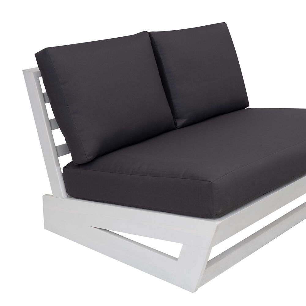 Linon Home Decor Silbury Outdoor Bench with Grey Cushion in White, , large