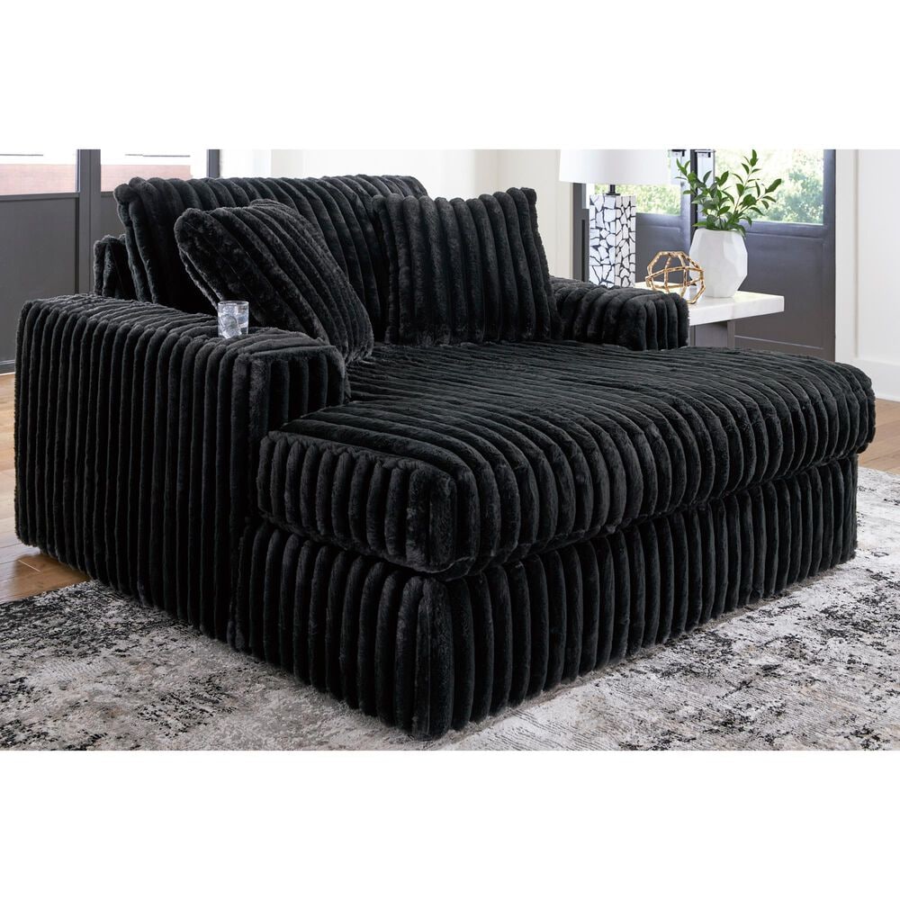 Ashley Midnight-Madness Oversized Chaise in Onyx, , large