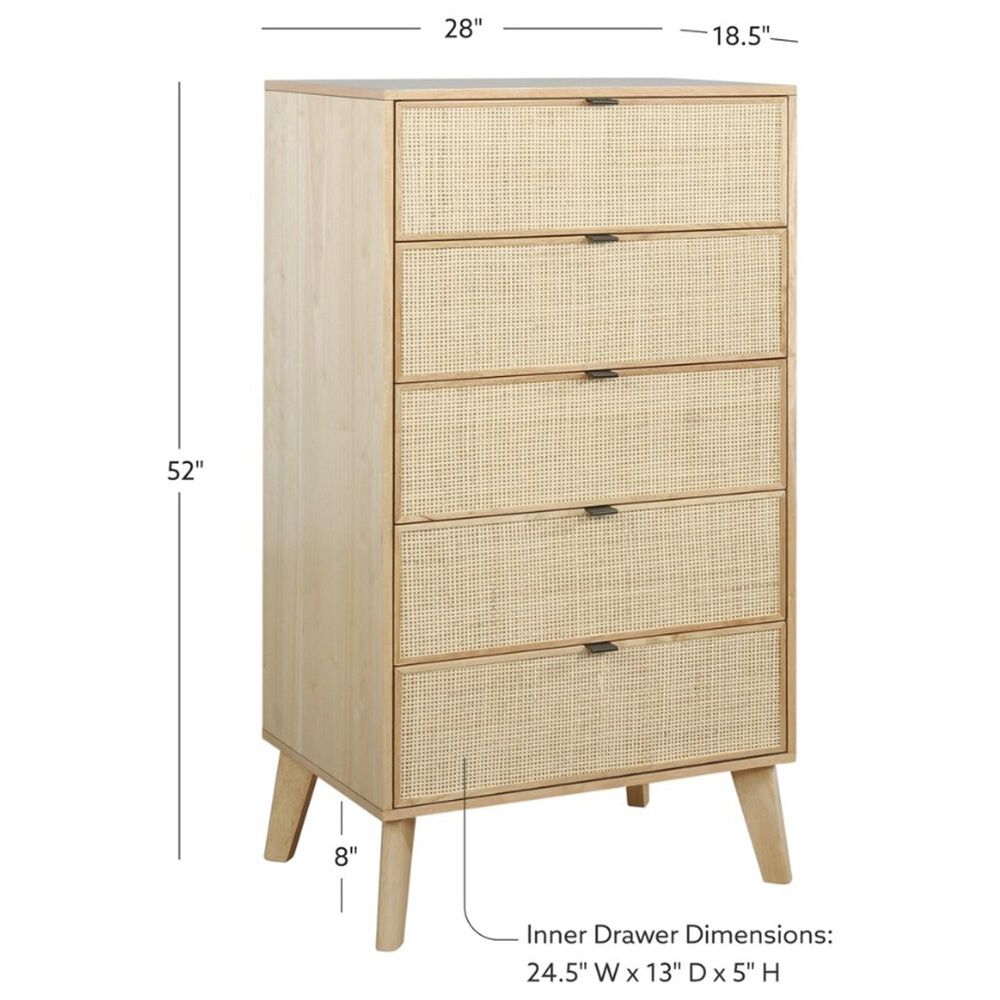 Linon Home Decor Collett 5-Drawer Chest in Natural, , large