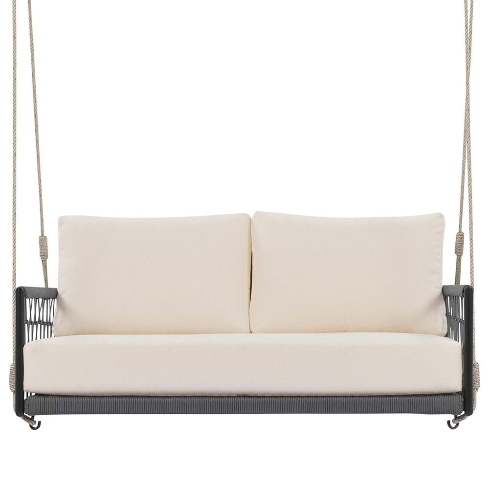 HOMLUX Patio Woven Rope Swing Sofa with Black Steel in Beige, , large
