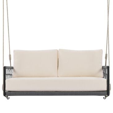 HOMLUX Patio Woven Rope Swing Sofa with Black Steel in Beige, , large