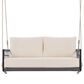 HOMLUX Patio Woven Rope Swing Sofa with Black Steel in Beige, , large