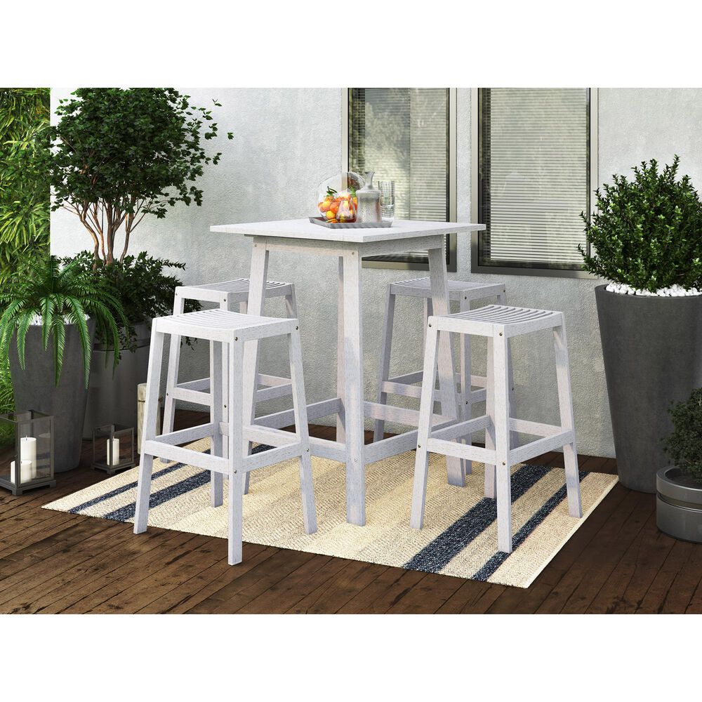 CorLiving Miramar 5-Piece Patio Pub Table Set in White, , large
