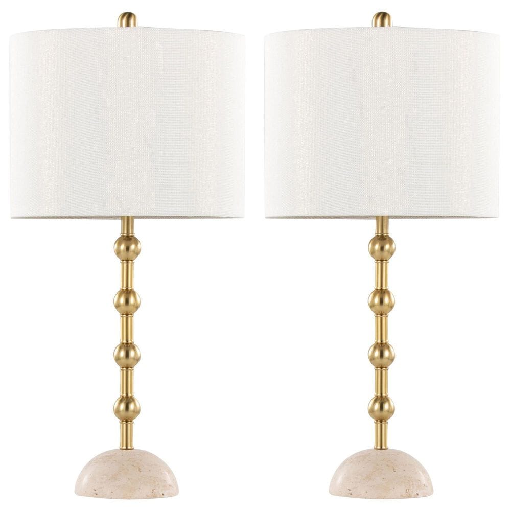 LumiSource Malibu Table Lamp with Off-White Shade in Gold (Set of 2), , large
