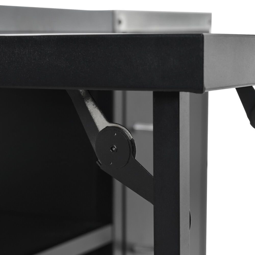 HOMLUX 72.4" Outdoor Kitchen Island with Large Fold-out Prep Table and Adjustable Shelves for Big Green Egg in Black, , large