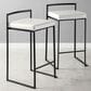 Lumisource Fuji Stackable Counter Stool with White Faux Leather Cushion in Black (Set of 2), , large