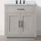 Lexora Home Abbey 30" Single Bathroom Vanity in White Oak with 2 cm White Carrara Marble Top and Rectangular Sink, , large