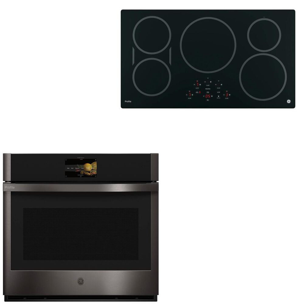 GE Profile 5.0 Cu. Ft. Smart Built-In Convection Single Wall Oven and 36" Built-In Touch Control Induction Cooktop in Black Stainless Steel, , large