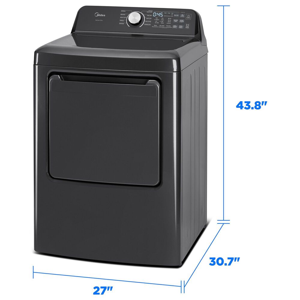 Midea 7 Cu. Ft. Smart Front Load Electric Dryer in Metallic Grey, , large