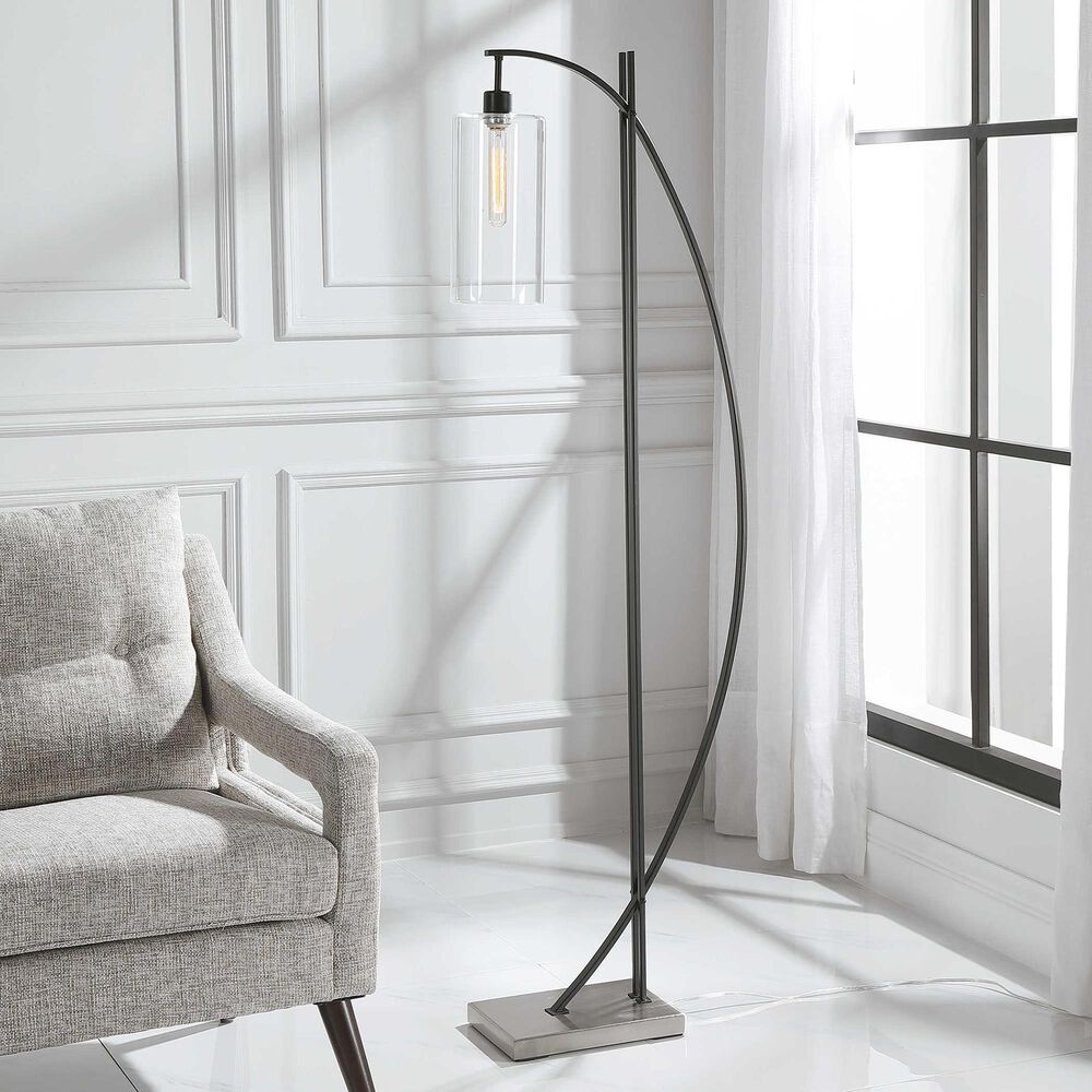 Uttermost Gateway Floor Lamp in Matte Black, , large