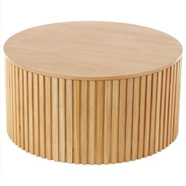 Maple and Jade Ribbed Coffee Table with Slatted Base in Brown, , large