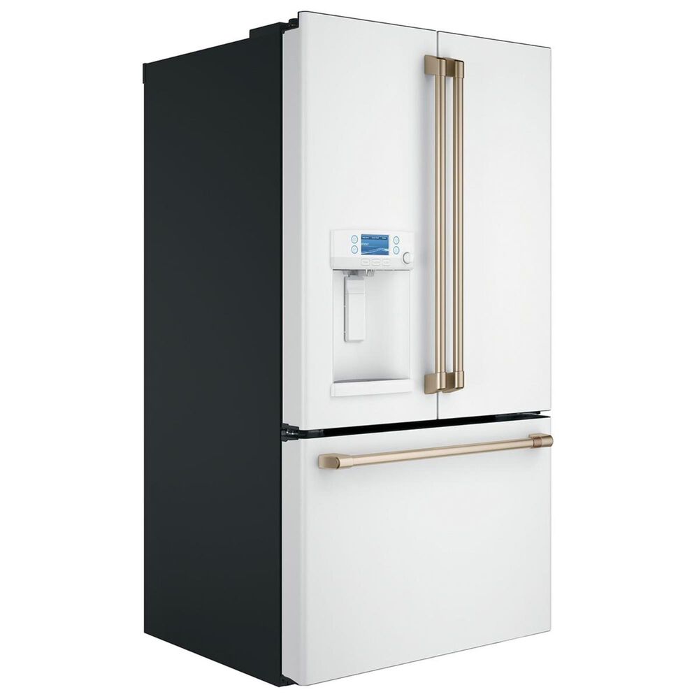Cafe 27.8 Cu. Ft. French Door Refrigerator Energy Star with Hot Water Dispenser in Matte White and Brushed Bronze, , large