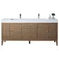 James Martin Vanities Linear 72" Double Bathroom Vanity in Whitewashed Walnut with 10 cm Glossy White Solid Surface Top and Rectangular Sinks, , large
